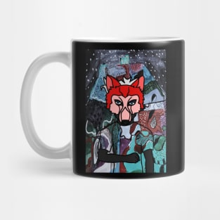 Mysterious Male Character with Animal Mask in a Blue-themed Night Mug